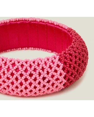 Accessorize Women's Pink Weave Seed Bead Bangle - Red