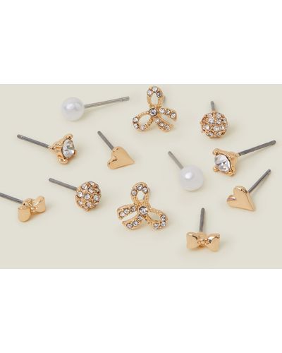 Accessorize Gold 6-pack Bow Stud Earring Set - Natural