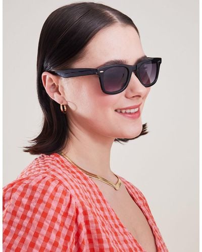 Accessorize Women's Black Classic Flat Top Sunglasses - Red
