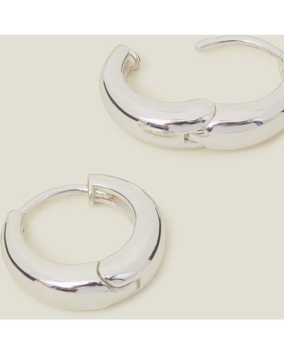 Accessorize Sterling Silver-plated Chunky Huggie Hoops - Natural