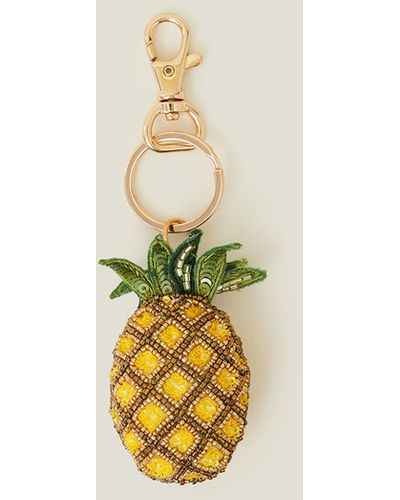 Accessorize Women's Apple Hand-beaded Pineapple Keyring - Metallic