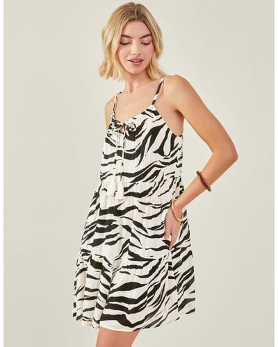 Accessorize Tiger Print Swing Dress Ivory - White