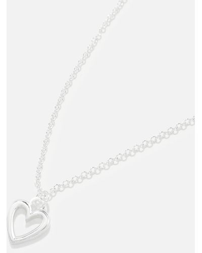 Accessorize Sterling Silver Heart Necklace - Brown