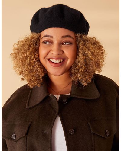 Accessorize Women's Black Classic Pure Wool Beret Hat - Brown