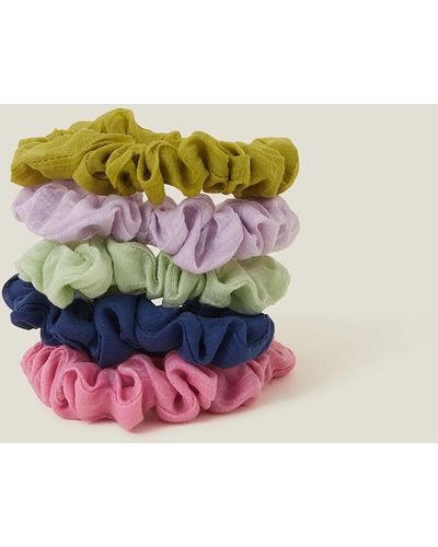 Accessorize Women's Red 5-pack Textured Scrunchies - Multicolour