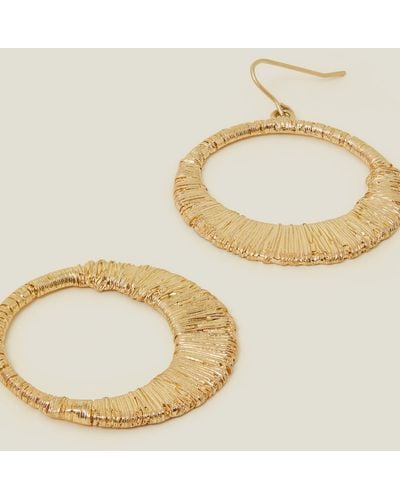 Accessorize Gold Wrapped Metal Hoop Earrings - Metallic