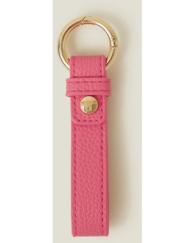 Accessorize Women's Gold Faux Leather Loop Keyring - Pink