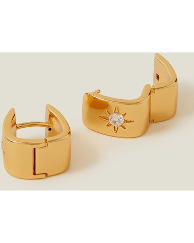 Accessorize 14ct Gold-plated Chunky Star Hoops - Metallic