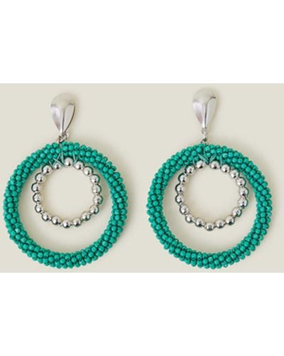 Accessorize Women's Green Classic Chunky Bead Circle Drop Earrings - Blue