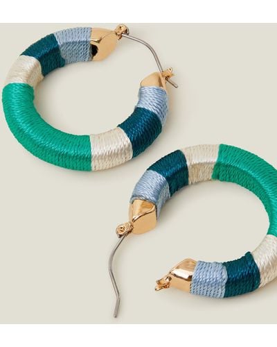 Accessorize Gold Chunky Thread Hoop Earrings - Blue