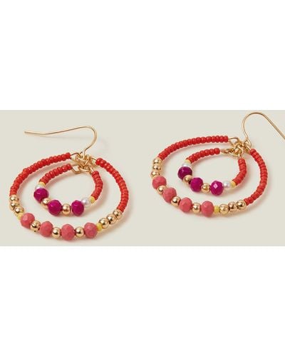 Accessorize Women's Red/gold Small Double Hoop Earrings