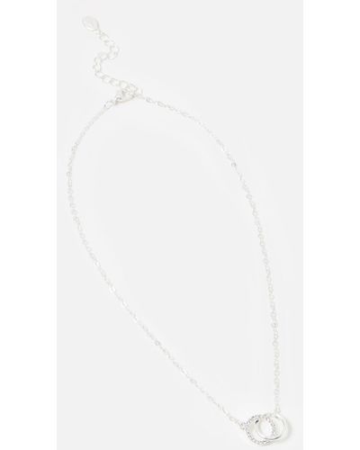 Accessorize Women's Linked Circle Pendant Necklace Silver - White