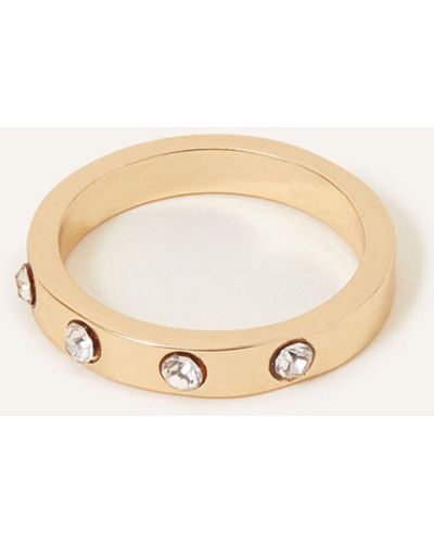 Accessorize Women's Chunky Gem Stone Ring Gold - Natural