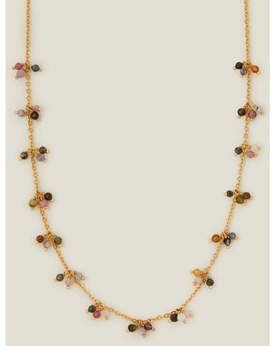Accessorize 14ct Gold-plated Tourmaline Cluster Station Necklace - Natural