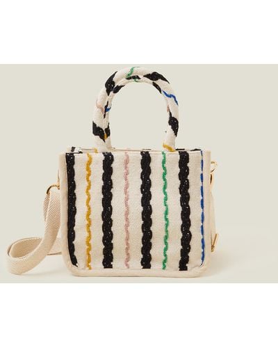 Accessorize Women's Pink And Black Cotton Stripe Cross-body Bag - Natural