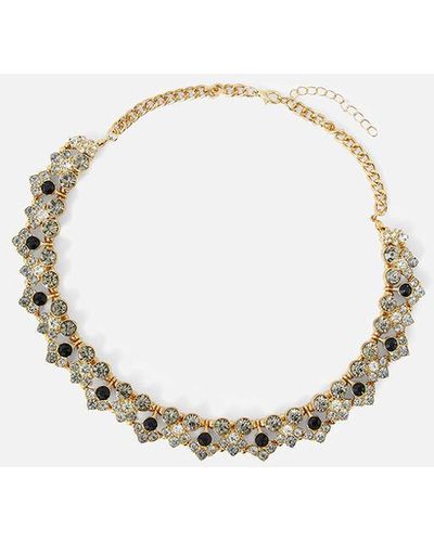 Accessorize Eclectic Statement Stone Collar Necklace - Metallic