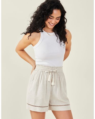 Accessorize Women's Longline Embroidered Shorts Camel - White
