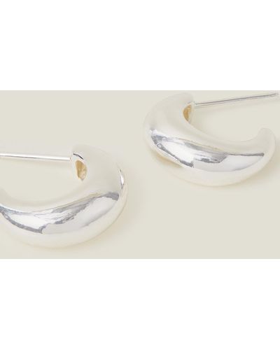 Accessorize Women's Sliver Sterling Silver Plated Brass Chunky Hoop Earrings - Natural