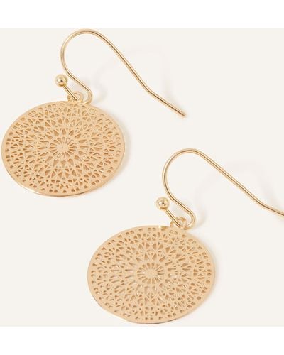 Accessorize Women's Gold Filigree Detail Short Drop Earrings - Natural