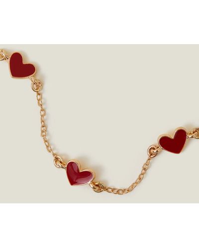 Accessorize Red Enamel Heart Bracelet - Natural