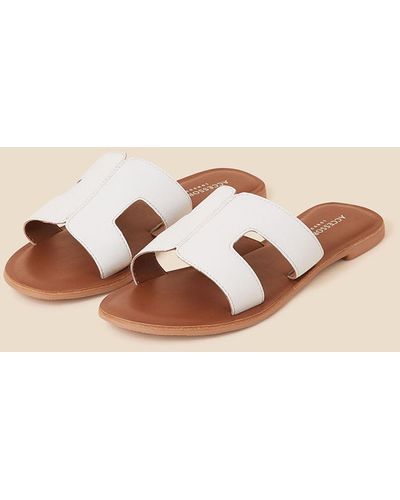 Accessorize Women's Leather Cut-out Detail Sliders White - Red