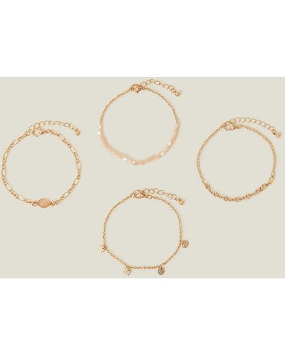 Accessorize Women's Gold 4-pack Pearl Chain Clasp Bracelets - Natural