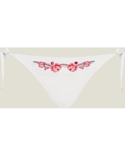 Accessorize Women's Floral Embroidered Bikini Bottoms White - Multicolour