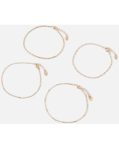 Accessorize Women's Gold Elegant Multipack Of Chain Anklets With Lobster-clasp Closure - White
