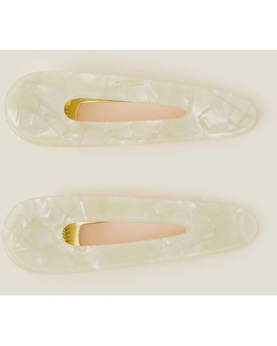 Accessorize Women's Gold 2-pack Pearly Resin Hair Clips - Natural