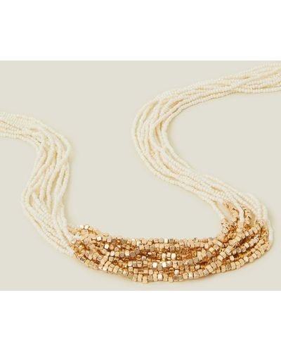 Accessorize Gold Layered Beaded Necklace - Natural