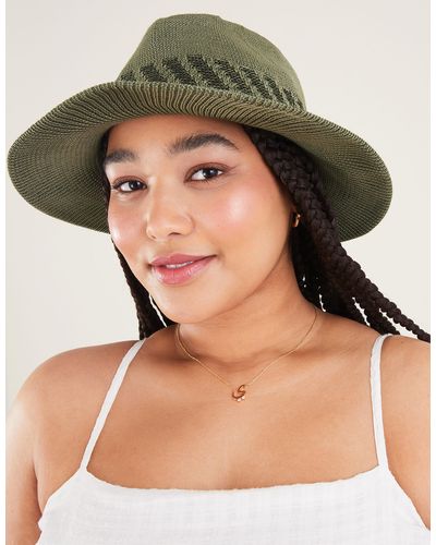 Accessorize Packable Fedora Hat Green - White