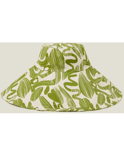 Accessorize Women's Green/white Abstract Leaf Print Bucket Hat