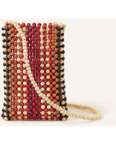 Accessorize Women's Wooden Beaded Phone Pouch - Green