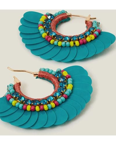 Accessorize Women's Green Sequin Fan Earrings - Blue