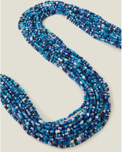 Accessorize Blue Large Beaded Collar Necklace