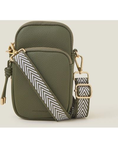 Accessorize Women's Webbing Strap Phone Bag Green