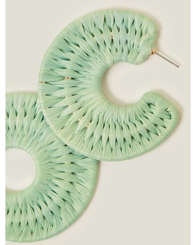 Accessorize Women's Green Raffia Wrap Hoop Earrings