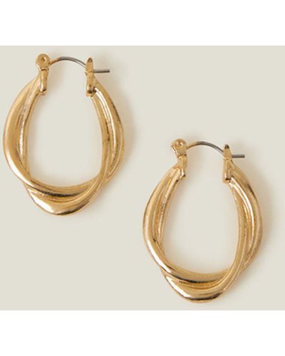 Accessorize Women's Gold Classic Interlocked Hoop Earrings - Natural