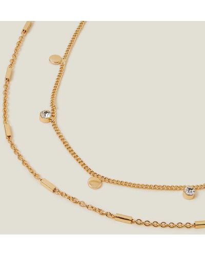 Accessorize Women's Gold Gem Disc Station Necklace - Natural