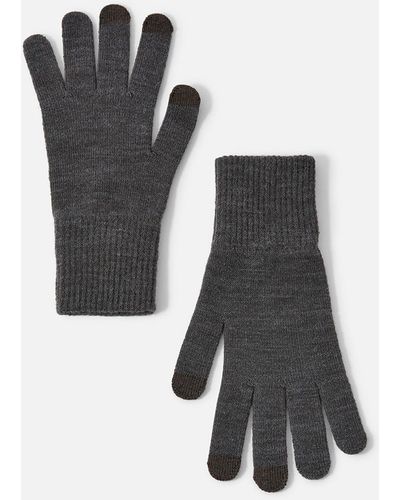 Accessorize Grey Long Cuff Touchscreen Gloves - Black