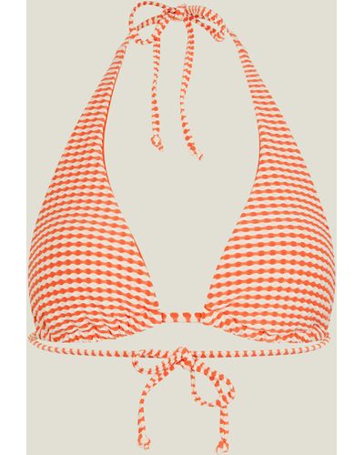 Accessorize Seersucker Triangle Bikini Top Orange - Multicolour