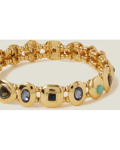 Accessorize Women's Gold Gem Set Stretch Bracelet - Metallic