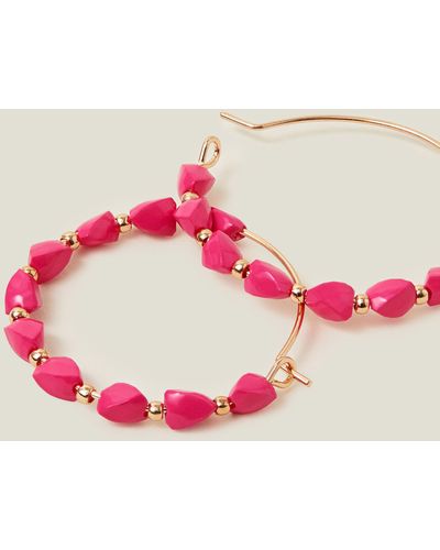 Accessorize Women's Gold Neon Beaded Hoops - Pink