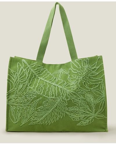 Accessorize Women's Green Embroidered Book Tote
