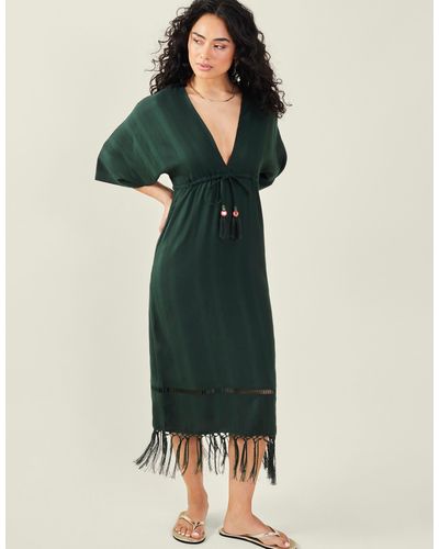 Accessorize Tassel Kimono Dress Green