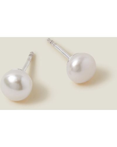Accessorize White Sterling Silver-plated Freshwater Pearl Studs - Natural