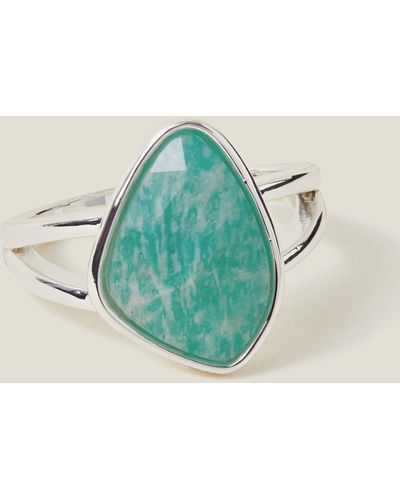 Accessorize Women's Sterling Silver-plated Amazonite Ring Silver - Green