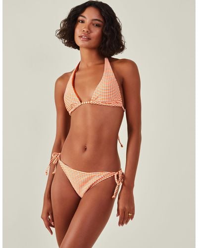 Accessorize Women's Seersucker Side Tie Bikini Bottoms Orange - Natural