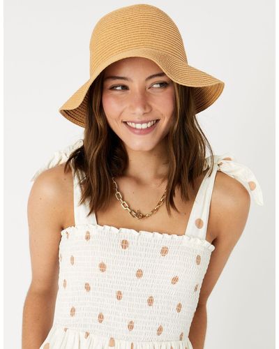Accessorize Women's Beige Straw Bucket Hat - White
