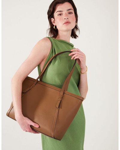 Accessorize Women's Tan Brown Artisanal Strap Detail Tote Bag - Green
